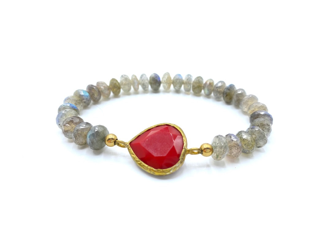 Beaded Red Stone Bracelet