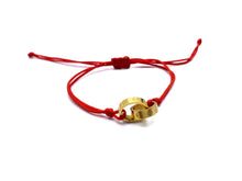Load image into Gallery viewer, Red string w/ gold charm bracelet
