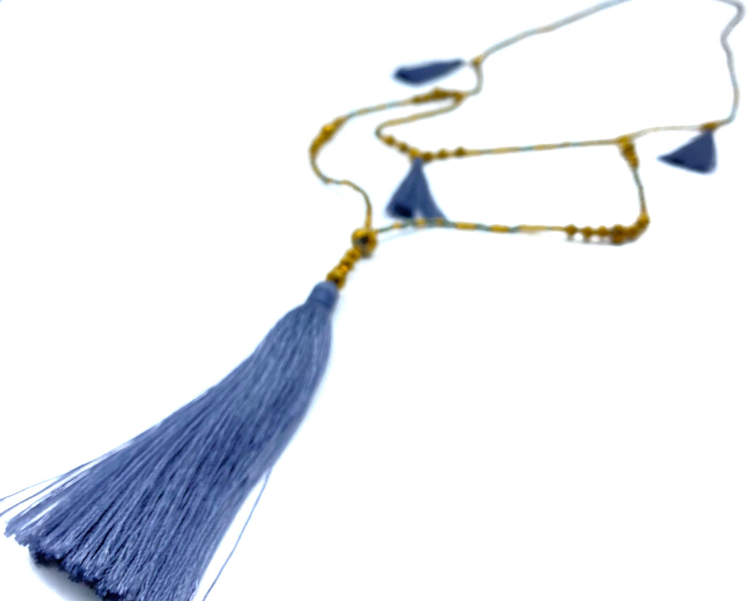 Blue Tassel Necklace