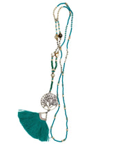 Load image into Gallery viewer, Green Tassel Long Necklace
